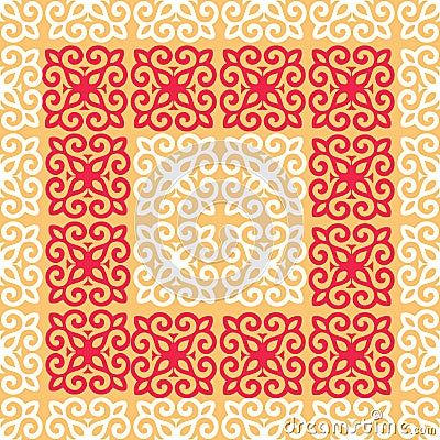 Geometric seamless pattern with ethnic element. Kyrgyz and Kazakh ornaments. Vector Illustration